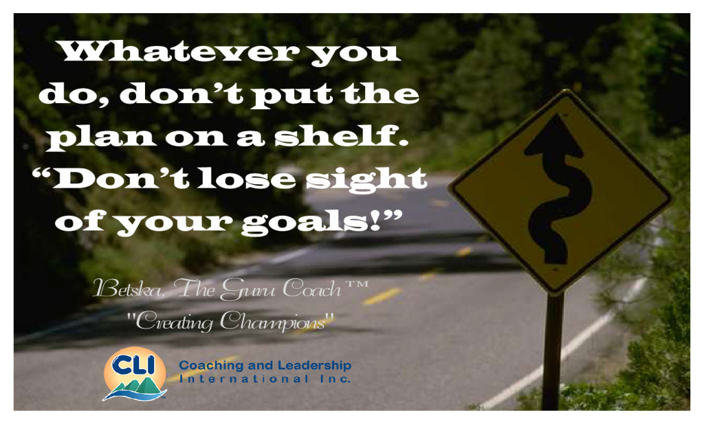 Whatever you do, don't put the plan on a shelf. Don't lose sight of your goals!